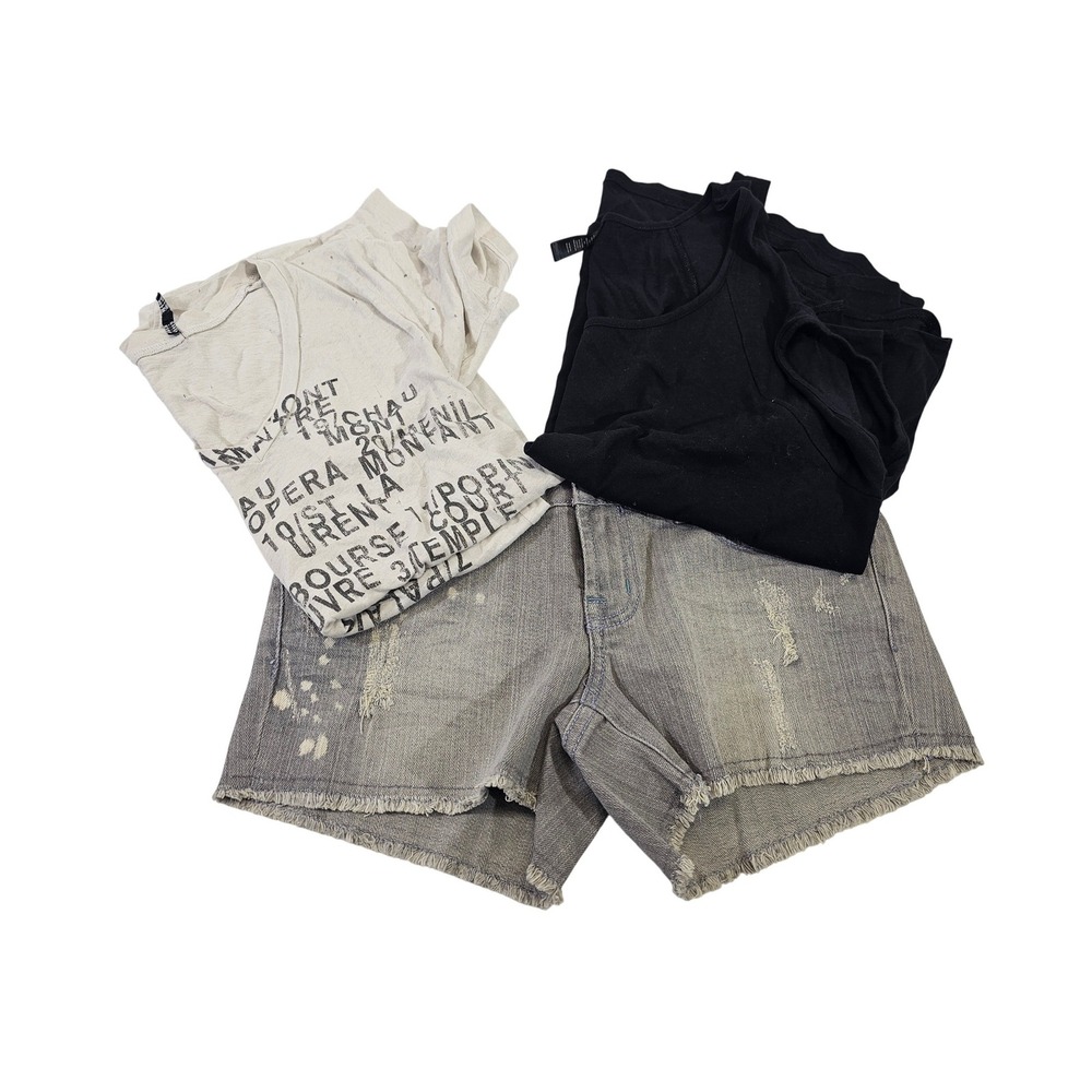 Charlotte Russe Shorts & Tops Bundle Womens Multi Color Solid Distressed 3pc Set
